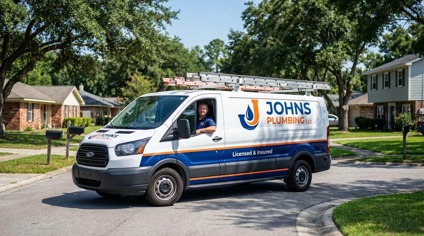 Johns Plumbing LLC service van in Hurley, NY