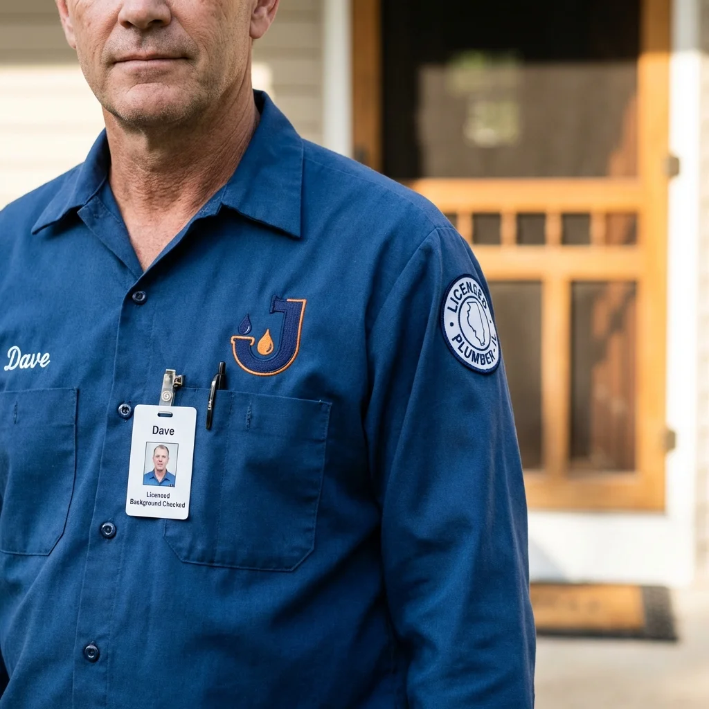 Licensed plumber showing ID badge in Hurley, NY