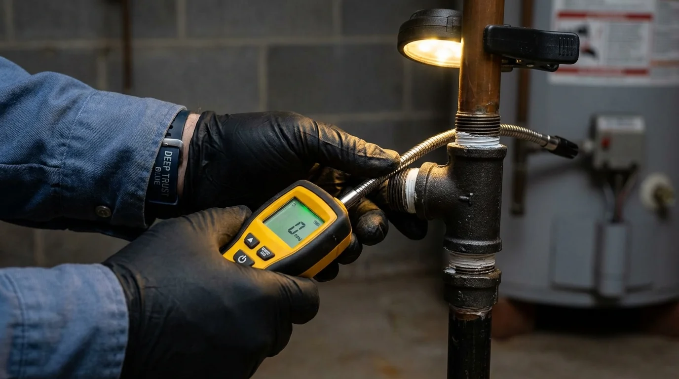 Gas leak detection with electronic sniffer by Johns Plumbing LLC in Hurley